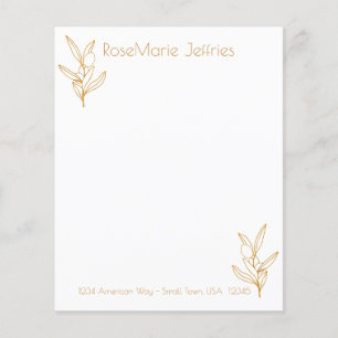 Gold and White Olive Stems Personal Stationery