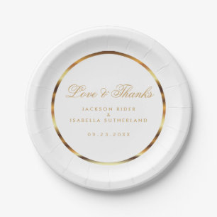 Gold and White Paper Plate