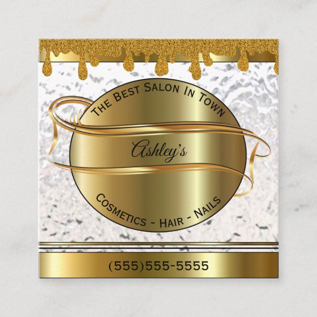 Gold And White Personalised Business Card (Front)