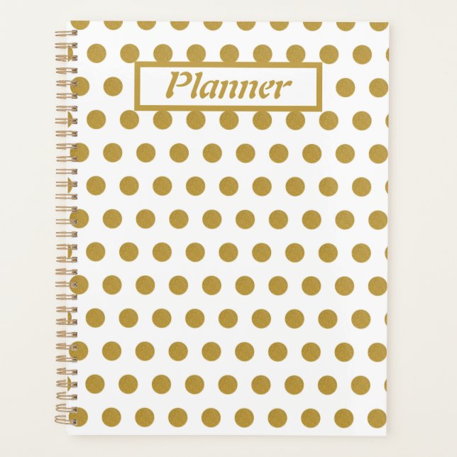 Gold and white Polka dots  Planner (Front)