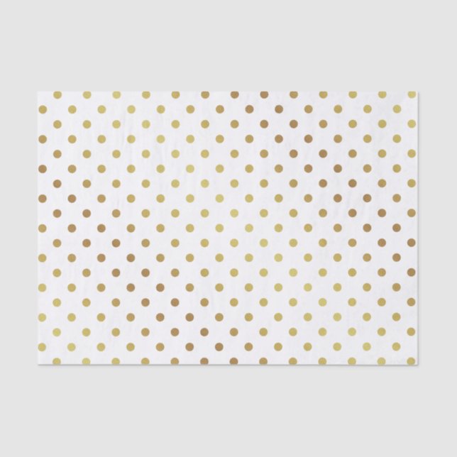 Gold and White Polka Dots Tissue Paper (Front)
