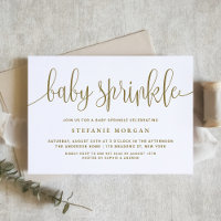 Gold and White Pretty Calligraphy Baby Sprinkle