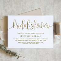 Gold and White Pretty Calligraphy Bridal Shower