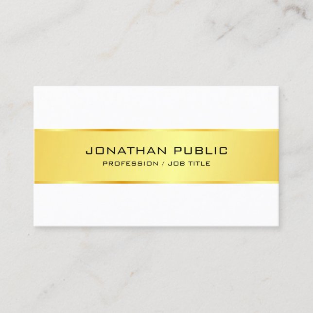 Gold And White Professional Modern Elegant Business Card (Front)