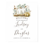 Gold and White Pumpkins Fall Wedding Welcome Sign