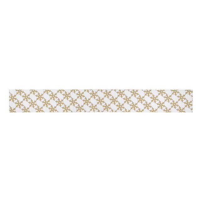 Gold and White Ribbon Grosgrain Ribbon (Front)