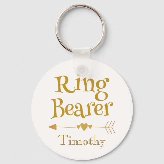 Gold and White Ring Bearer Key Ring (Front)