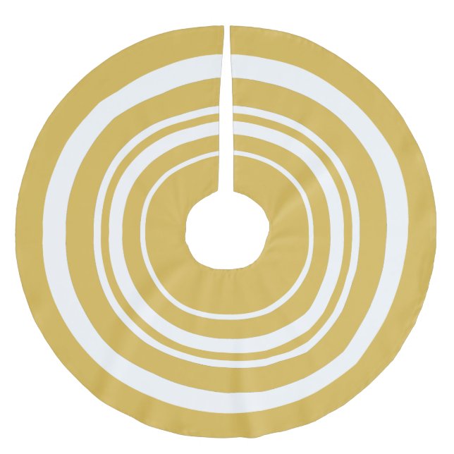 Gold and White Rings Christmas Tree Skirt (Front)