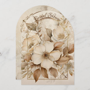 Gold and White Roses Arch Frame Bridal Shower Invitation