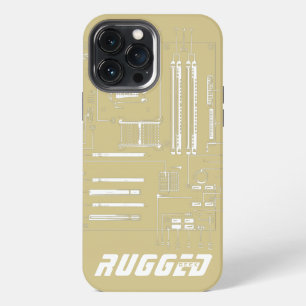 gold and white RUGGED GEEK Motherboard Tech iPhone 13 Pro Max Case