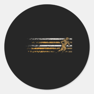 Gold And White Running Football Player  Classic Round Sticker