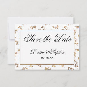 Gold and White Save the Date Card