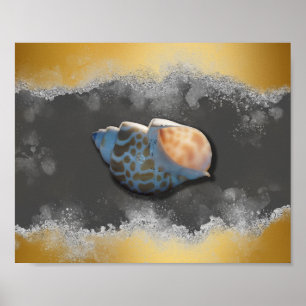 Gold and White Seashell Tropical Printable Art  Poster