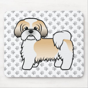 Gold And White Shih Tzu Cute Cartoon Dog Mouse Pad