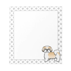 Gold And White Shih Tzu Cute Cartoon Dog Notepad