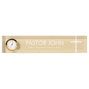Gold and White Simple Cross Nameplate