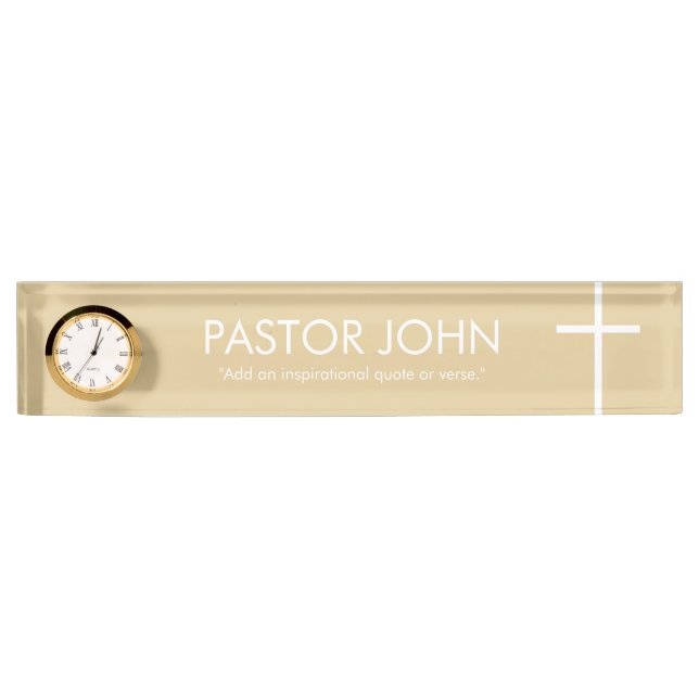 Gold and White Simple Cross Nameplate (Front)