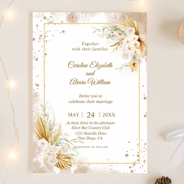 Gold and White Simple Elegant Wedding Invitation (Creator Uploaded)