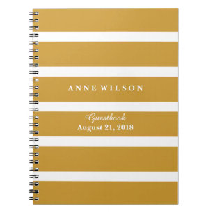 Gold and White Stripes Background Spiral Spiral Notebook