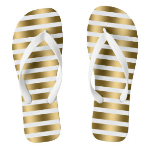 Gold And White Stripes Pattern Jandals