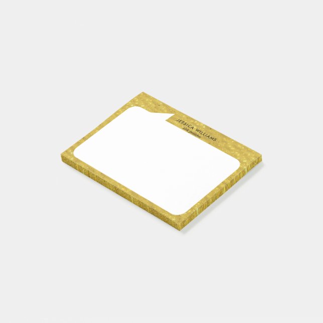 Gold and white talk bubble Custom Name Post-it Notes (Angled)