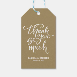 Gold and White Thank You So Much Lettering Gift Tags