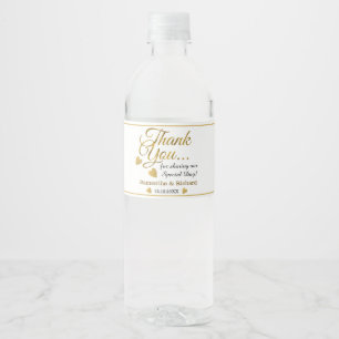 Gold And White Thank You Wedding Party Favour Water Bottle Label