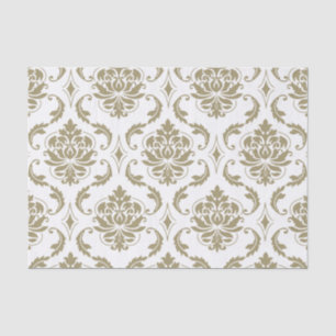 Gold and White Vintage Damask Pattern Tissue Paper