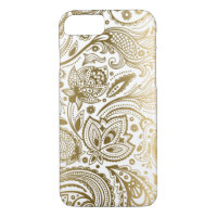 Gold And White Vintage Floral Paisley