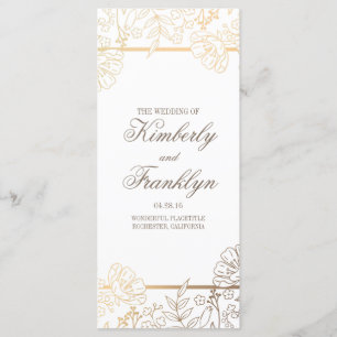 Gold and White Vintage Floral Wedding Programs Programme