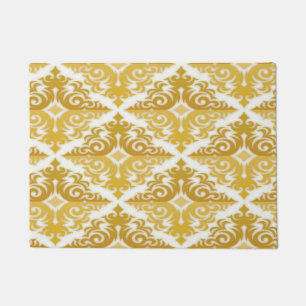 Gold and white wallpaper damask doormat