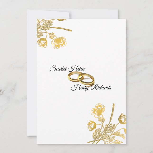 Gold and White Wedding Invitation (Back)