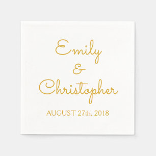 Gold and White Wedding or Reception Simple Napkins