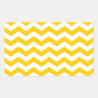 Gold and White Zigzag Rectangular Sticker