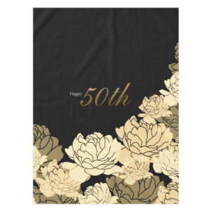 Gold and yellow 50th anniversary  tablecloth