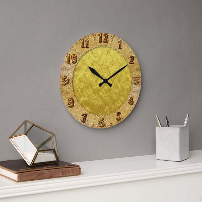 Gold and yellow foil plated abstract design large clock (Office)
