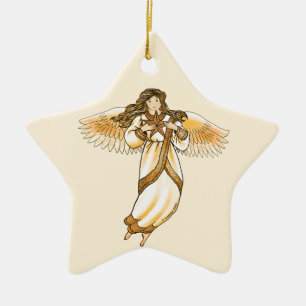 Gold Angel  Ceramic Tree Decoration