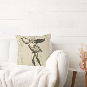 Gold Angel Man with Wings on Marble Cushion