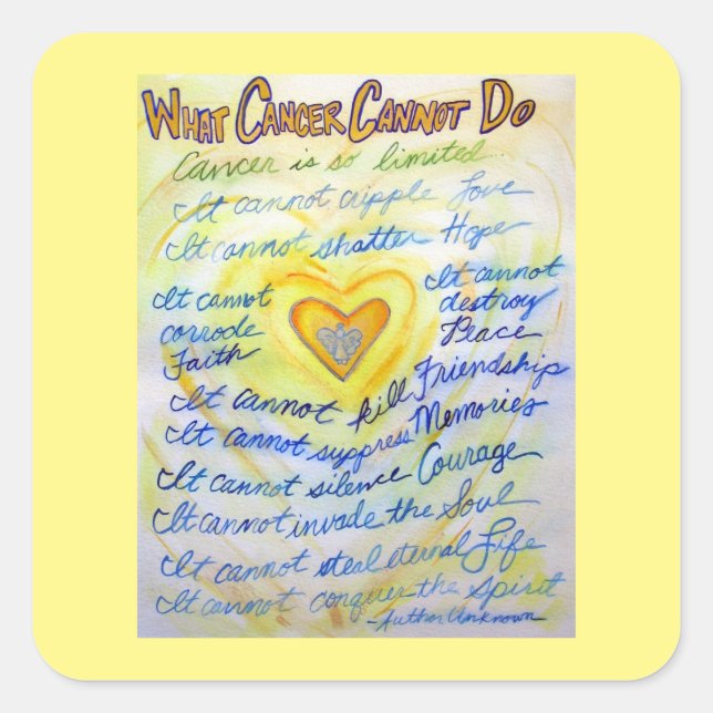 Gold Angel What Cancer Cannot Do Poem Sticker (Front)