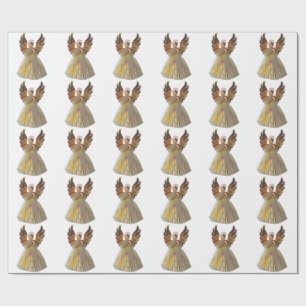 Gold Angel White Wrapping Paper