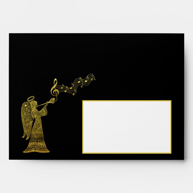 Gold  Angel with Trumpet Christmas Envelope (Front)
