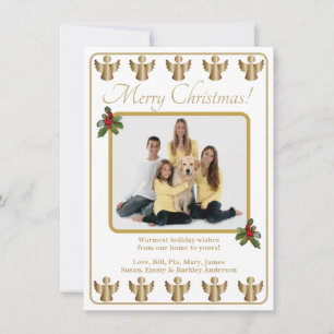 Gold Angels Christmas Photo Holiday Card