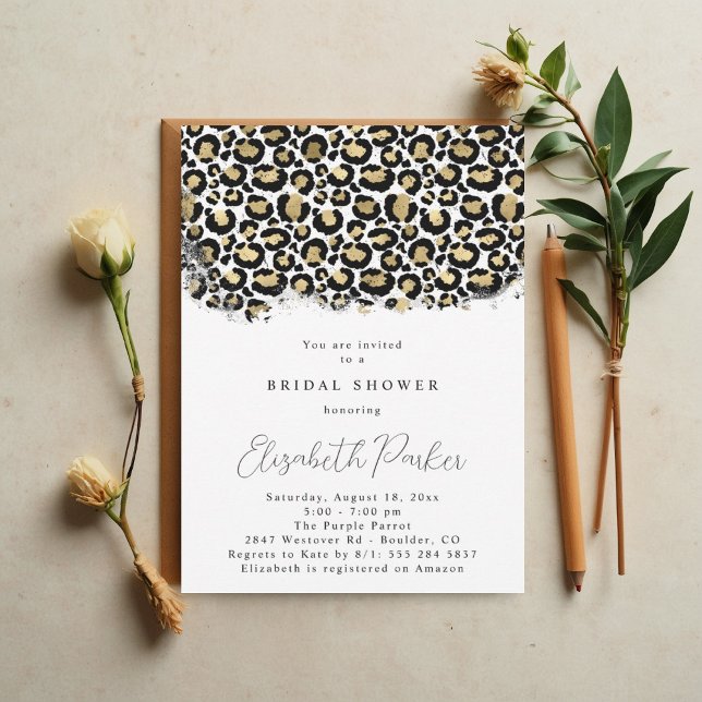 Gold Animal Print Bridal Shower Invitation (Creator Uploaded)