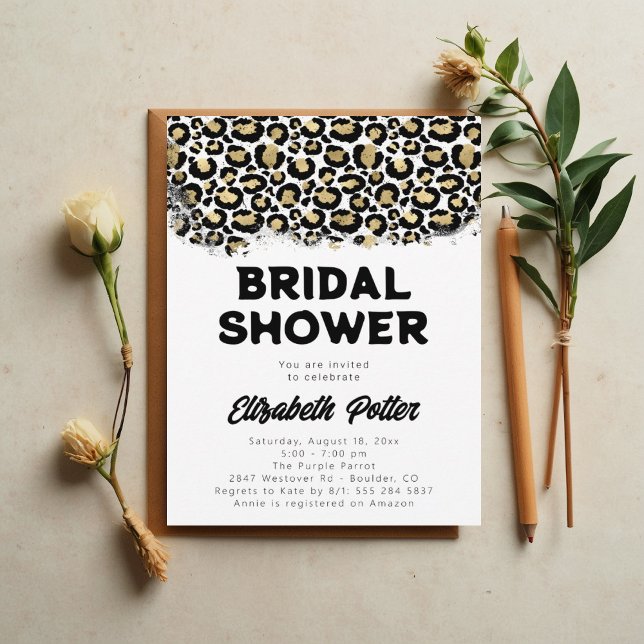 Gold Animal Print Bridal Shower Invitation (Creator Uploaded)