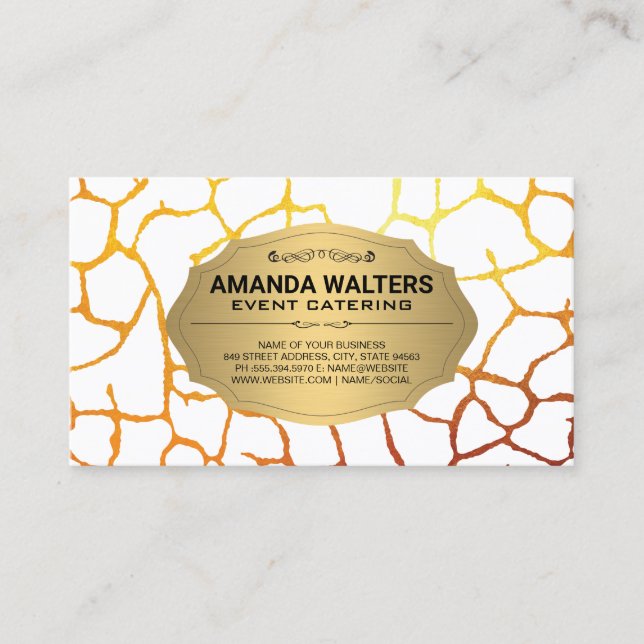 Gold Animal Print Pattern | Golden Metal Business Card (Front)