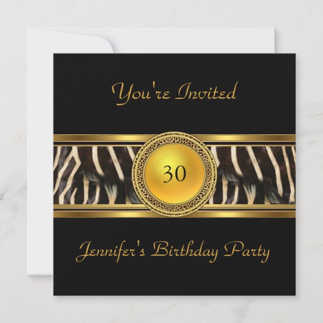 Gold Animal Wild Invite 30th Birthday Party 4 (Front)