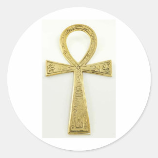 Gold Ankh Classic Round Sticker
