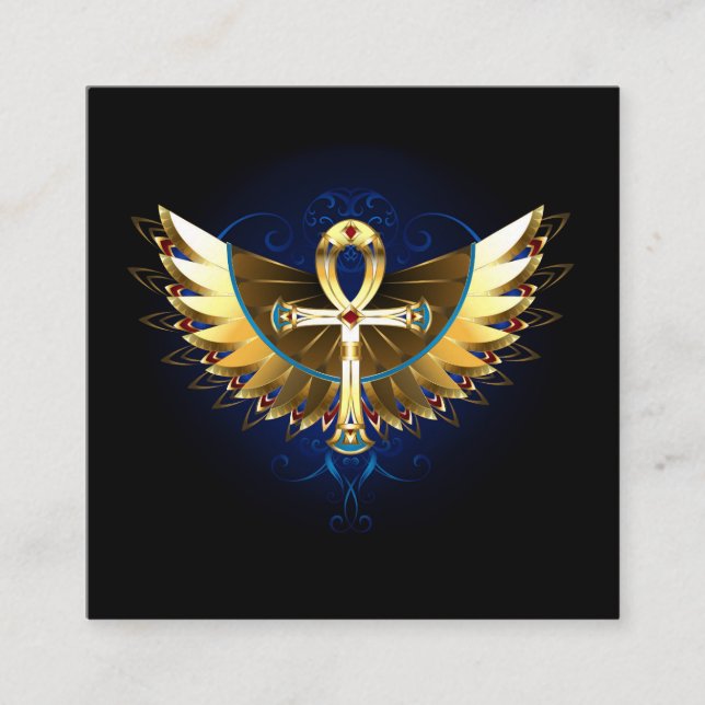 Gold Ankh with Wings Appointment Card (Front)