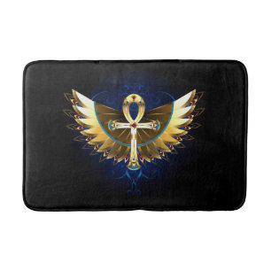 Gold Ankh with Wings Bath Mat