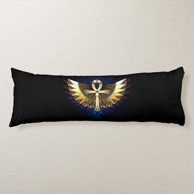 Gold Ankh with Wings Body Cushion (Front)